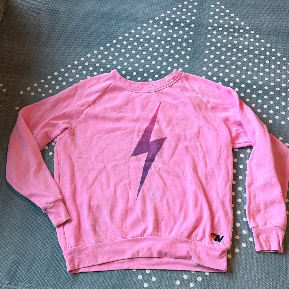 Aviator Nation Pink and Purple Lightning Sweater